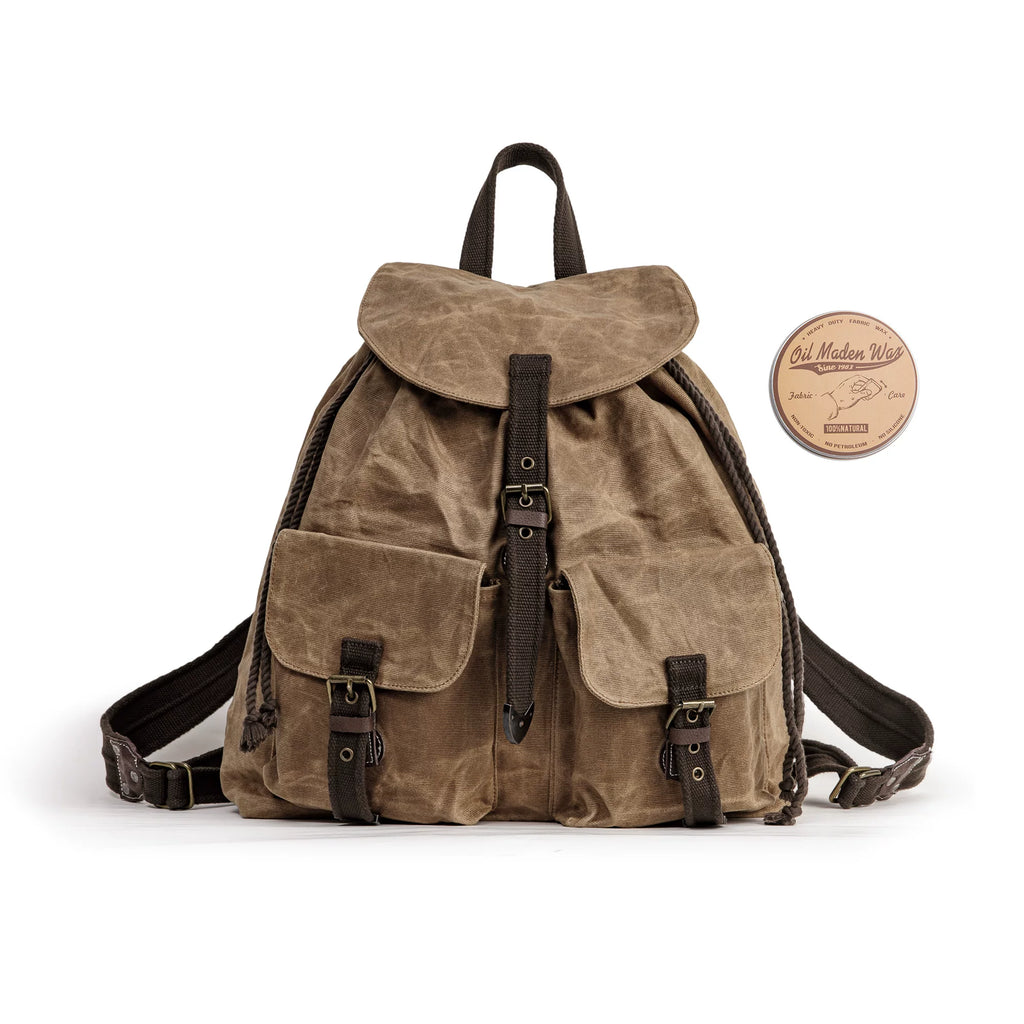 MADEN Waxed Canvas Drawstring Backpack