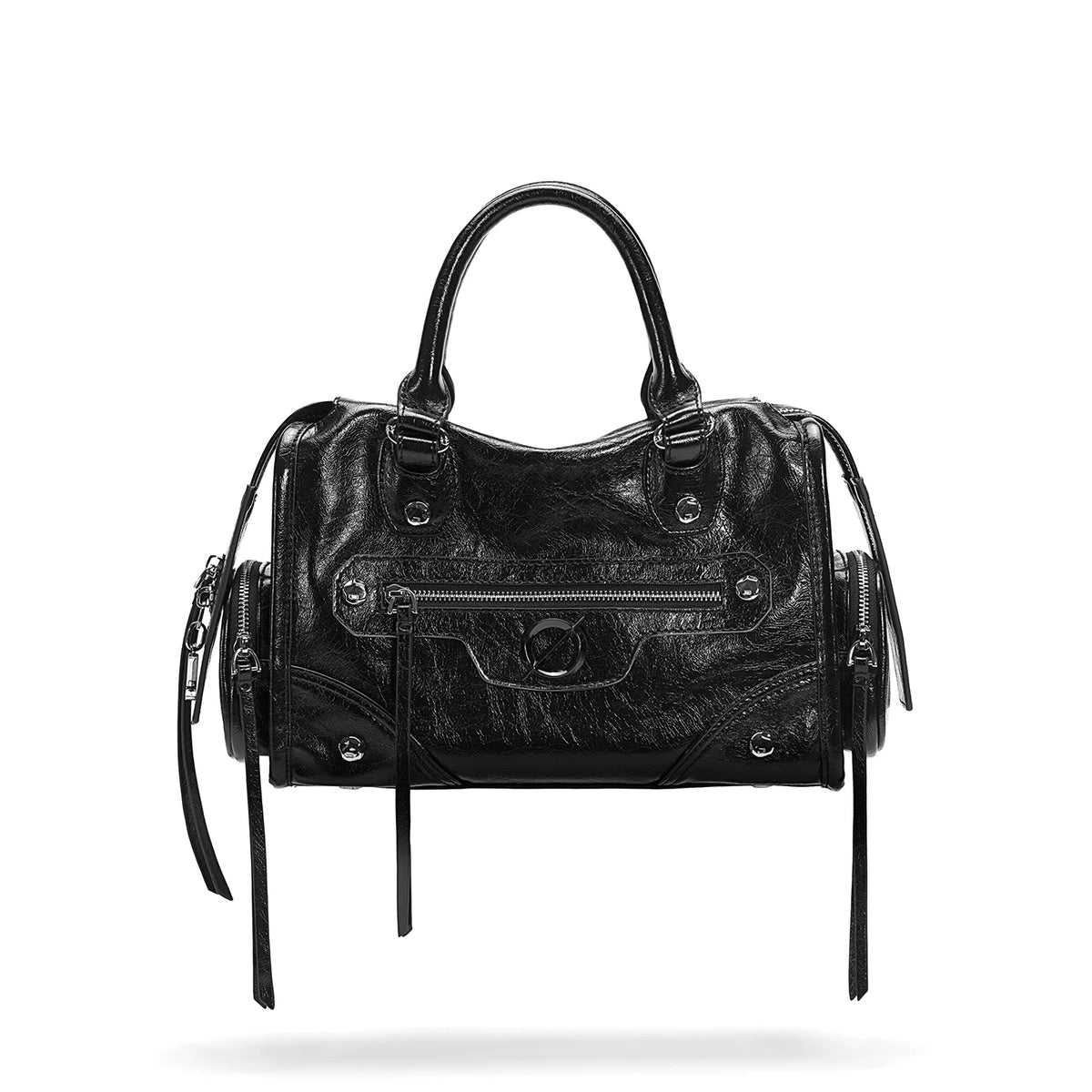 JELLY TOYBOY Biker Chic Pink Faux Leather Zip-Top Crossbody Bag