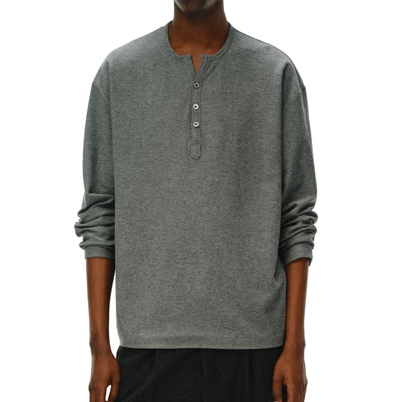 NONRADICAL Henry V Linen-Texture Breathable Long-Sleeve Tee