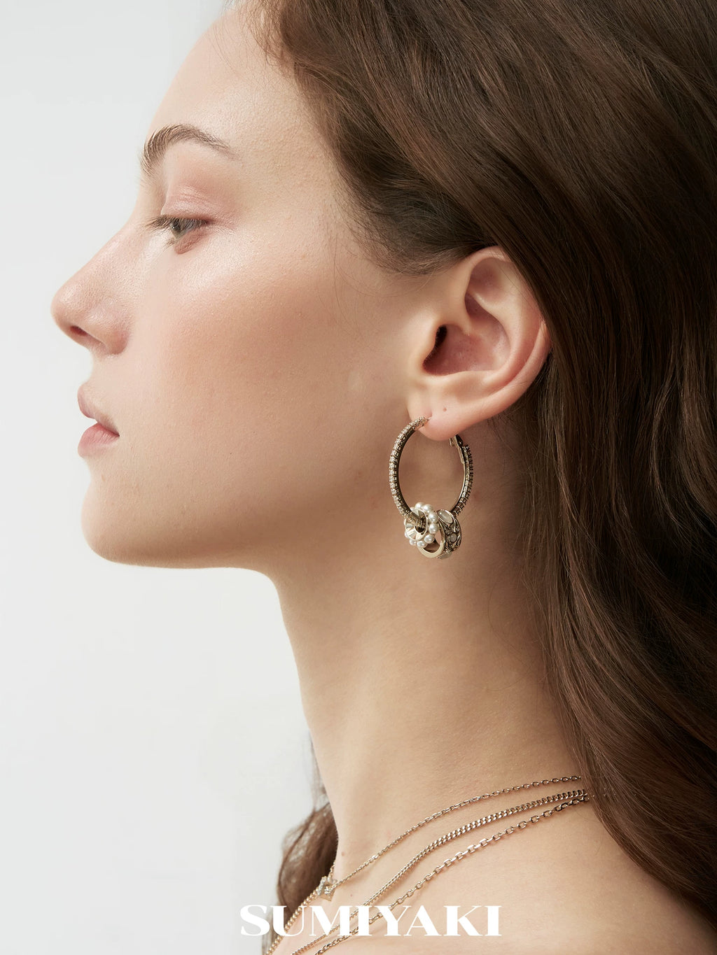 SUMIYAKI Lucky Bead Sliding Hoop Earrings