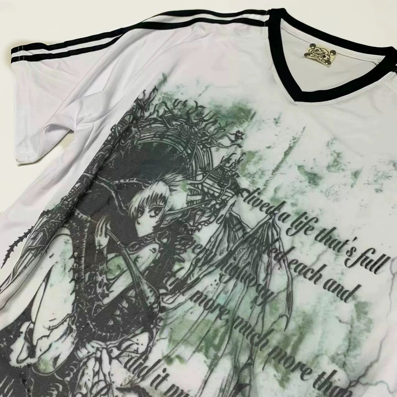 WEBBAR Two-dimensional Printing Loose Football Jersey Tee