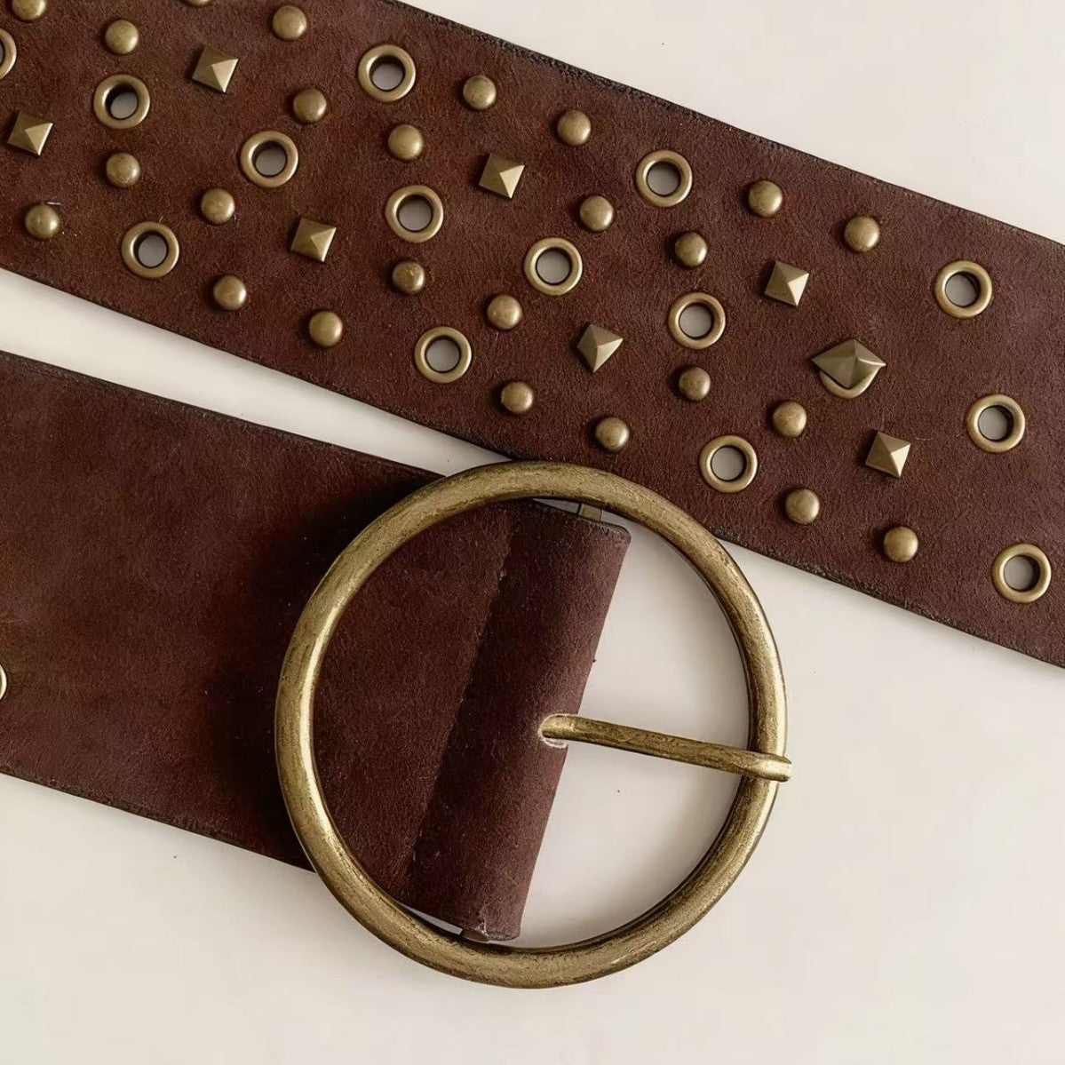 Intertek Versatile Bead Hollow Ring PU Leather Waist Belt