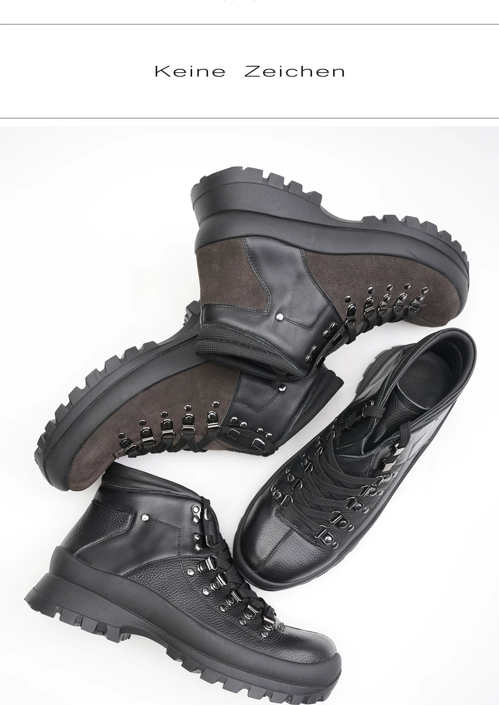 No Logo Patchwork Calfskin Hiking Boots