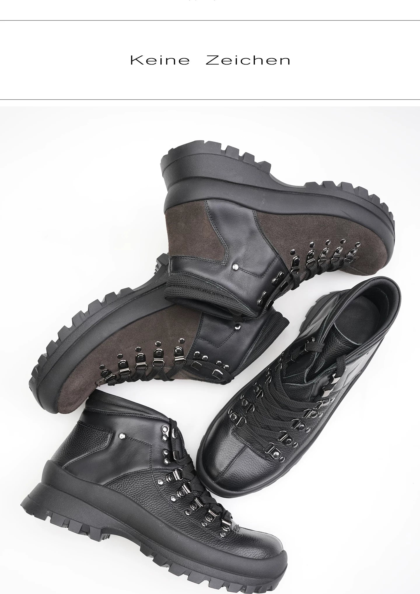 No Logo Patchwork Calfskin Hiking Boots