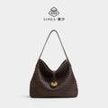 LOSEA Brown Woven Zip-Top Shoulder Bag