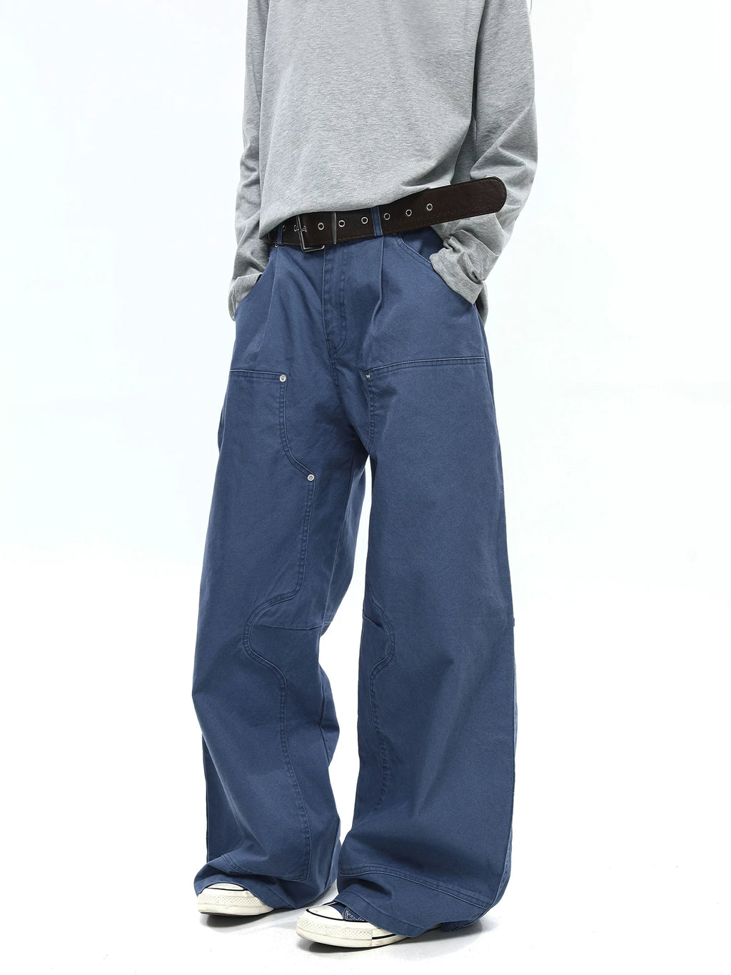 TRUQUEST Vintage Wide Leg Loose Straight Overalls