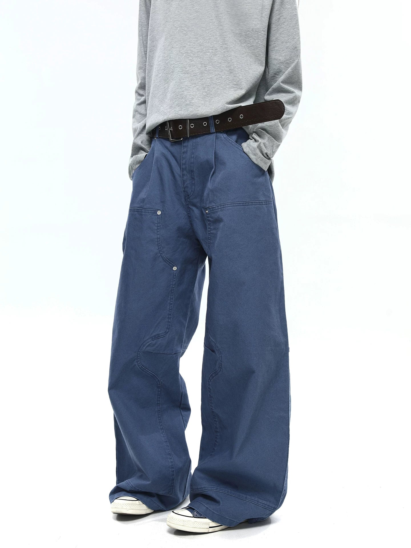 TRUQUEST Vintage Wide Leg Loose Straight Overalls
