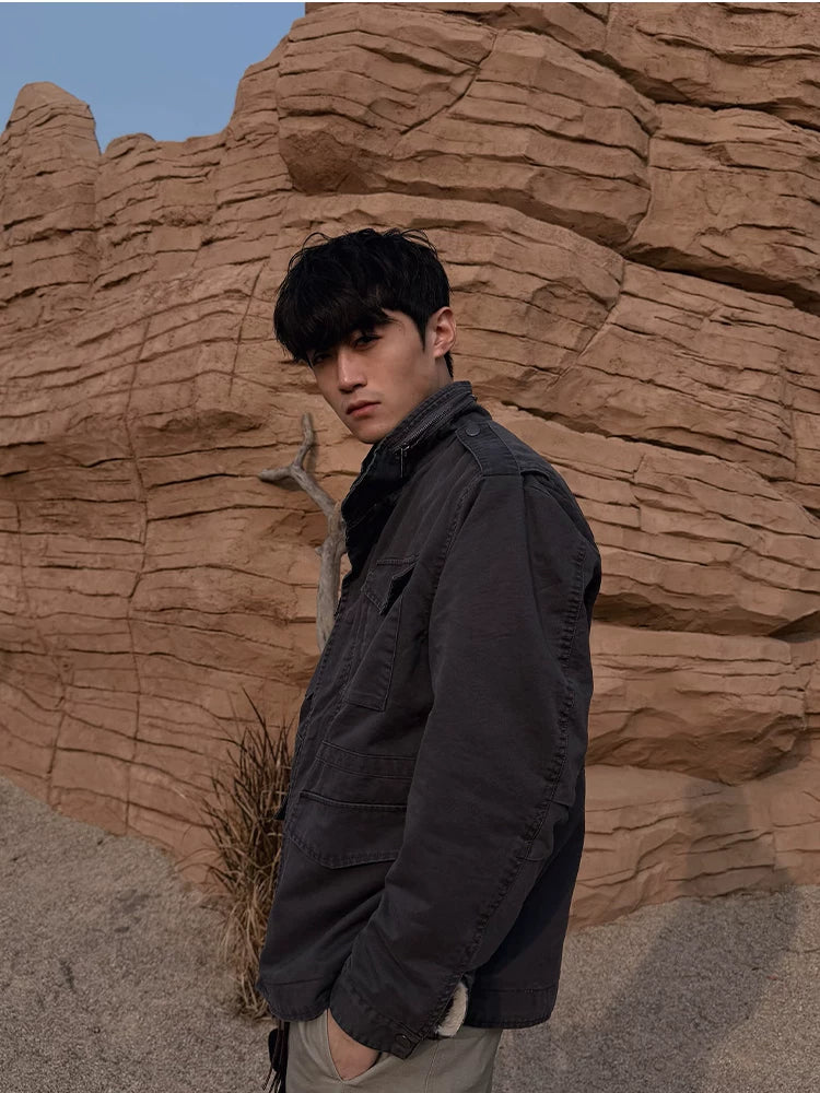 ZOZOFOREST Velvet Heavy Industry Stand-up Collar Mountain Carving Jacket