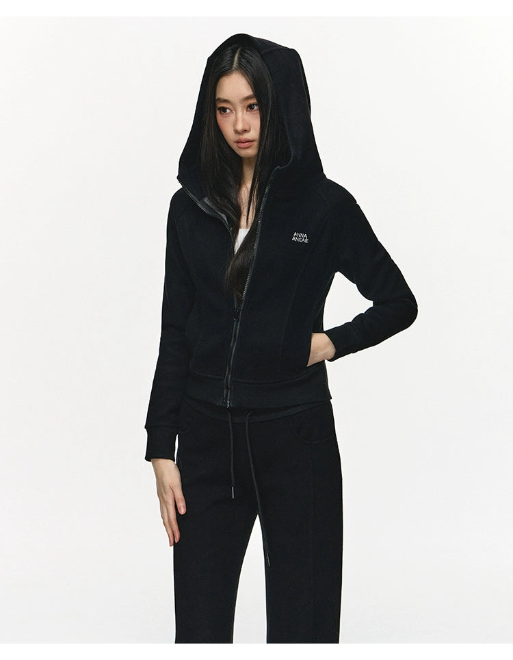 Anna Aneae Hooded Short Sweater Sports Two-piece Set