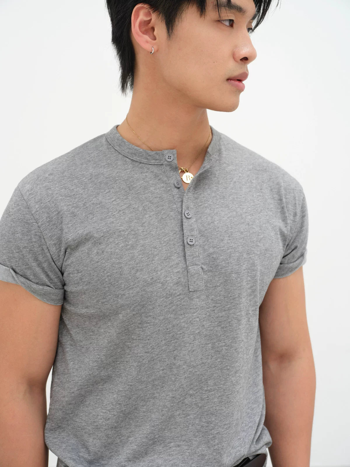 Yausye Snowflake Linen-Blend Relaxed Henley Tee