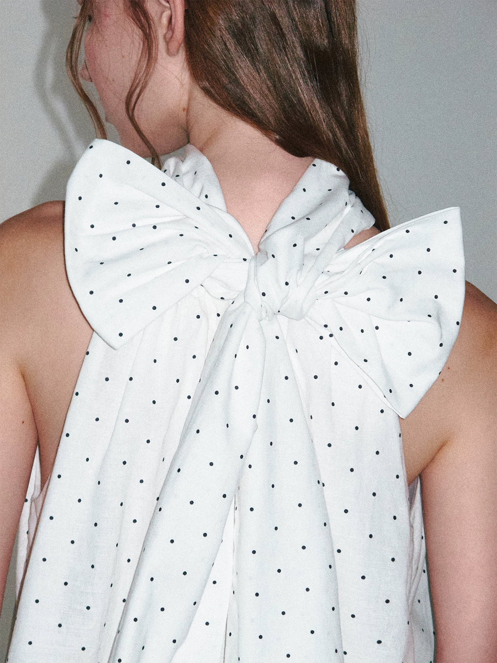 LOST FOREST Linen Bow Tie Halter Neck Top