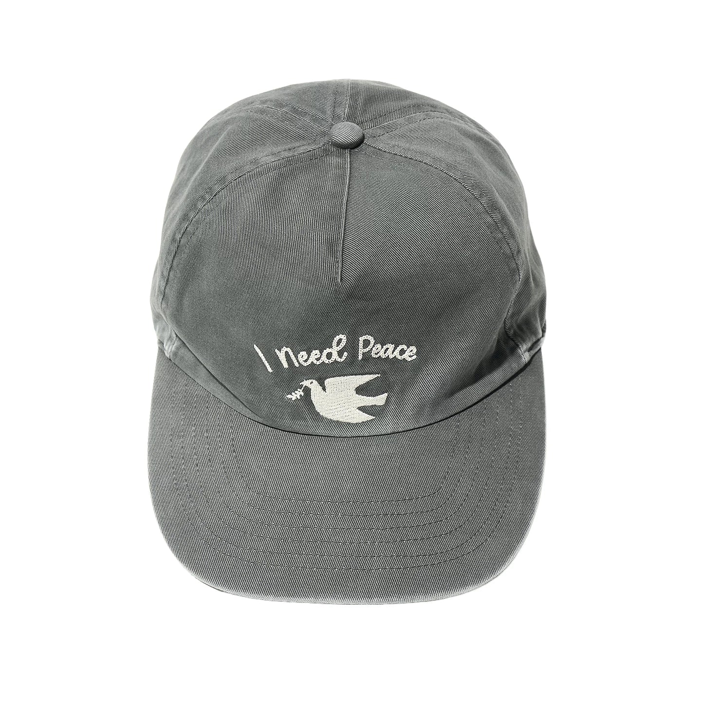 PARTIMENTO Washed Distressed Baseball Cap with Peace Dove Embroidery