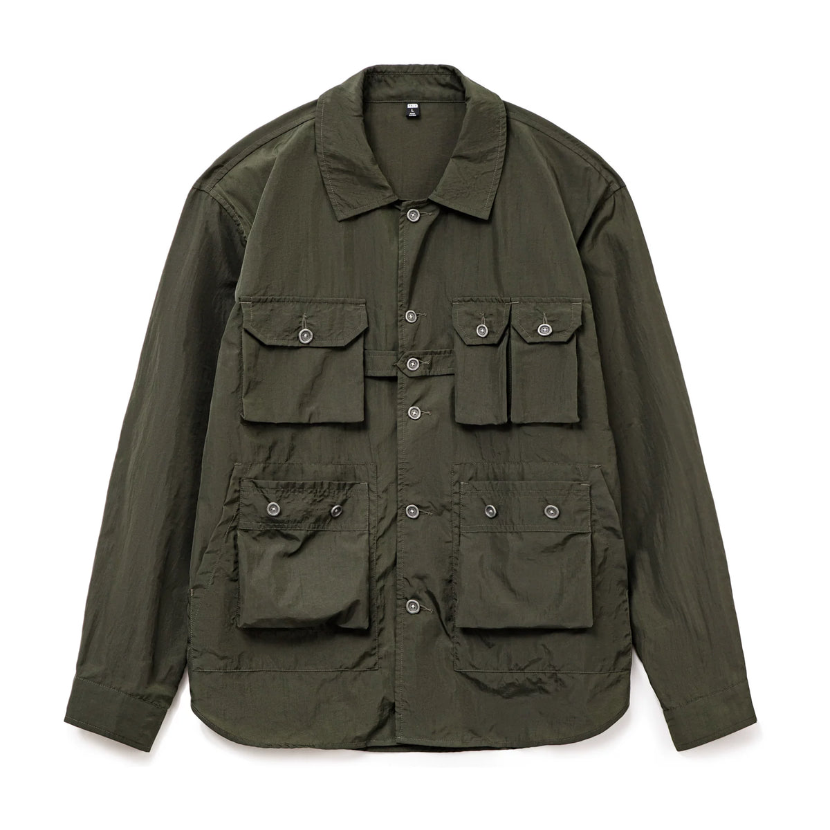 MADEN American Woven Multi-Pocket Military Green Long-Sleeve Shirt Jacket