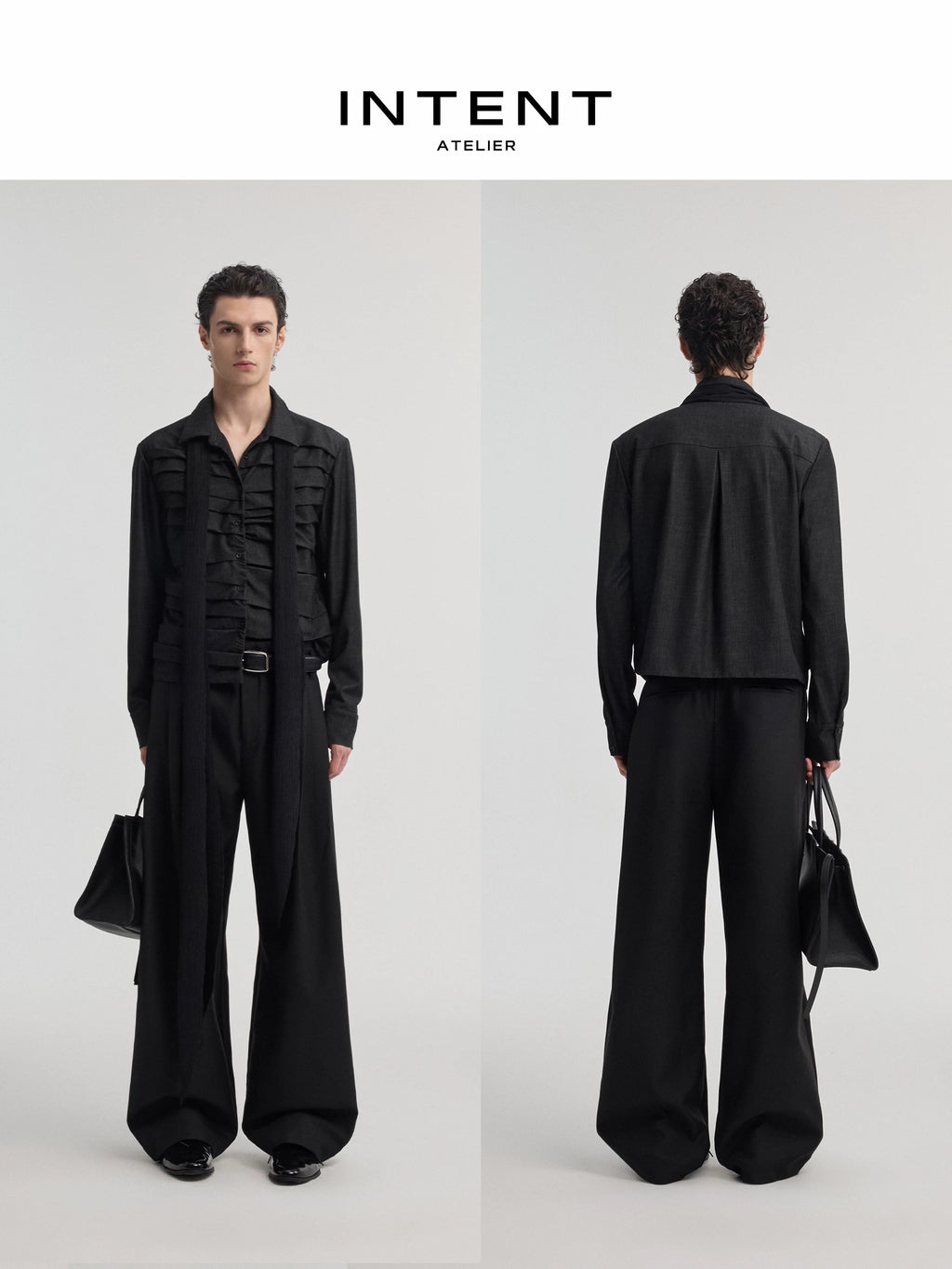 INTENT Mummy Pleated Slim Fit Long-Sleeve Jacket