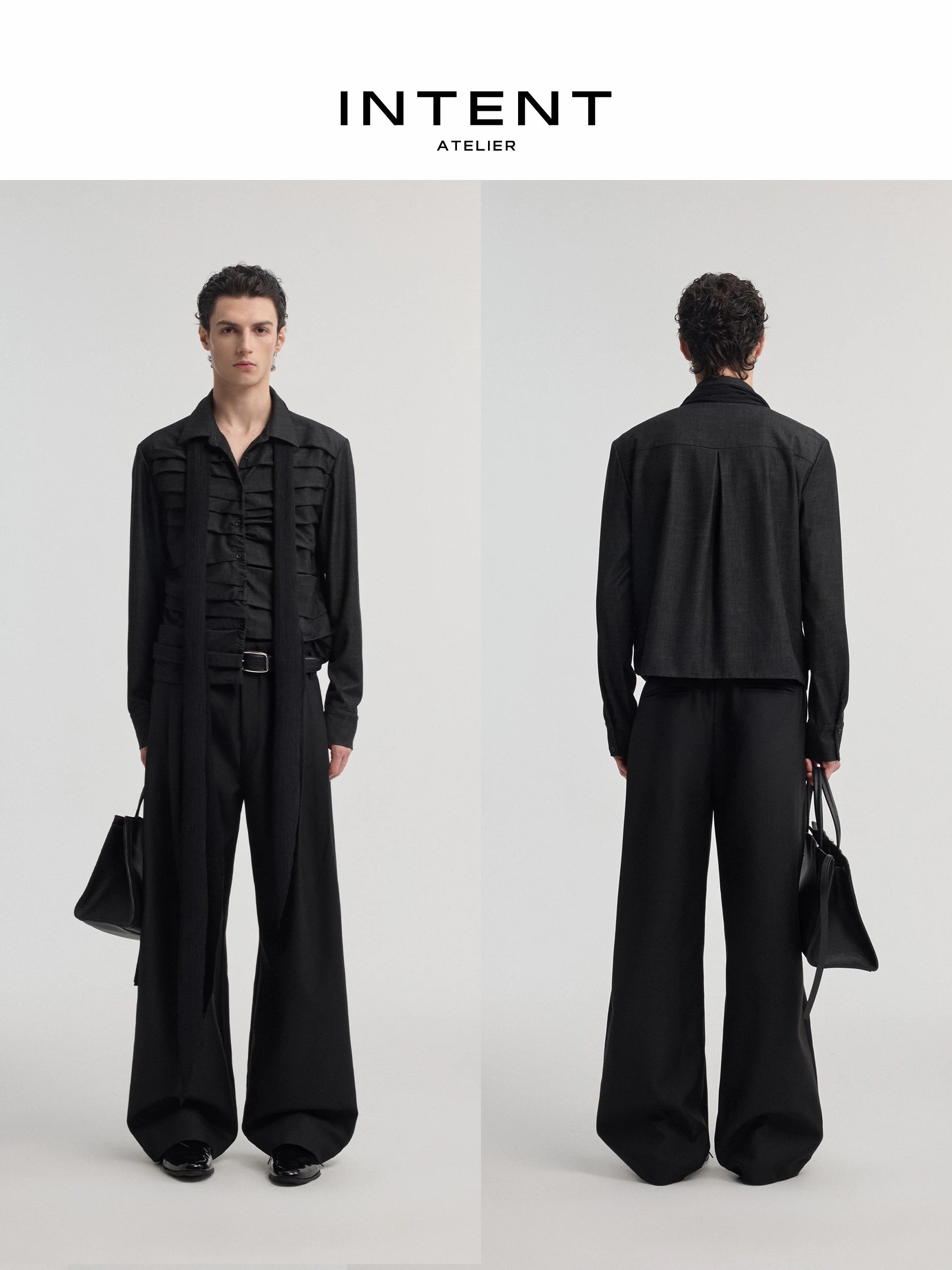INTENT Mummy Pleated Slim Fit Long-Sleeve Jacket
