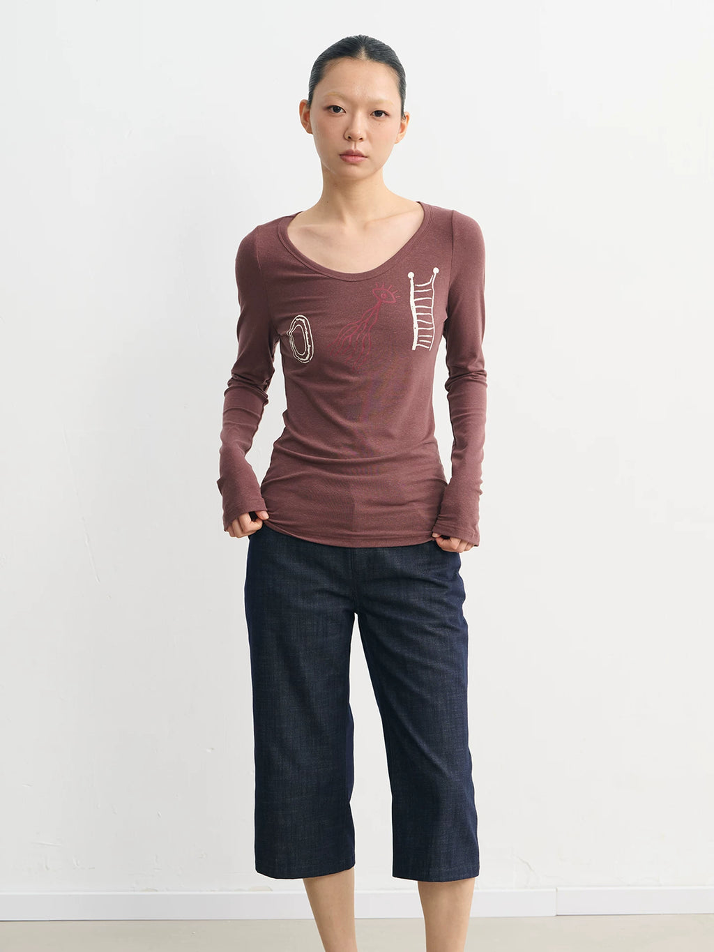 LINY LIBERTY Slim Fit Printed Long Sleeve Tee