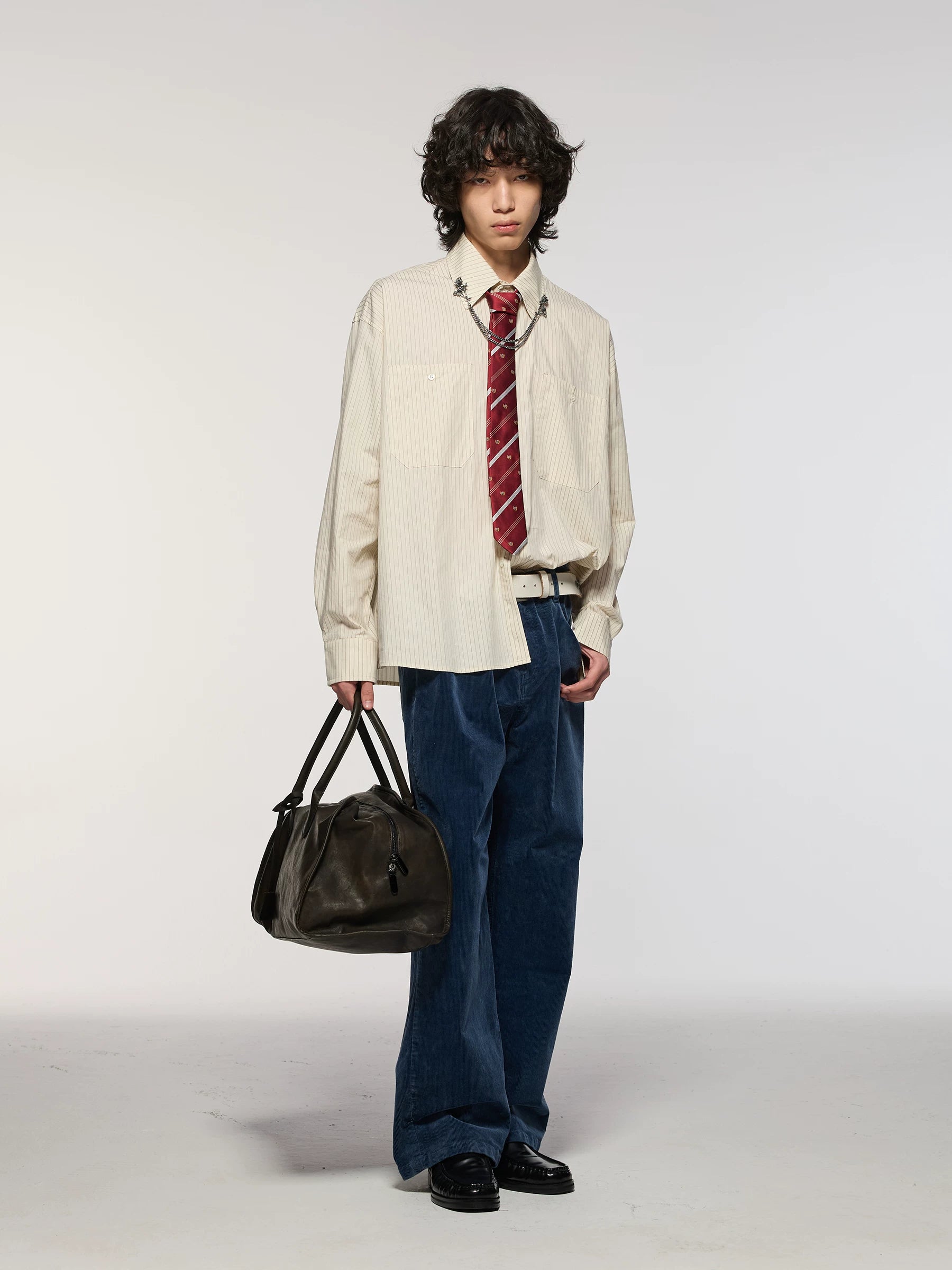 Azure Lisseur Corduroy Micro-pull Casual Straight Overalls