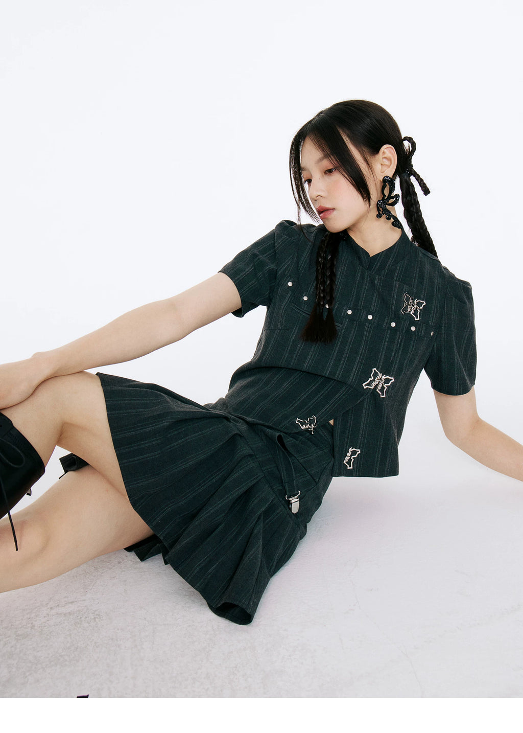 LOST FOREST Niche Casual Pleated Skirt Set