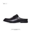 SHENLV STUDIO Laminated Baotou Muller Shoes Casual Square Head Leather Shoes