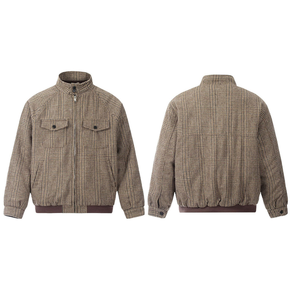 11KN Vintage Plaid Short Wide Zip Jacket