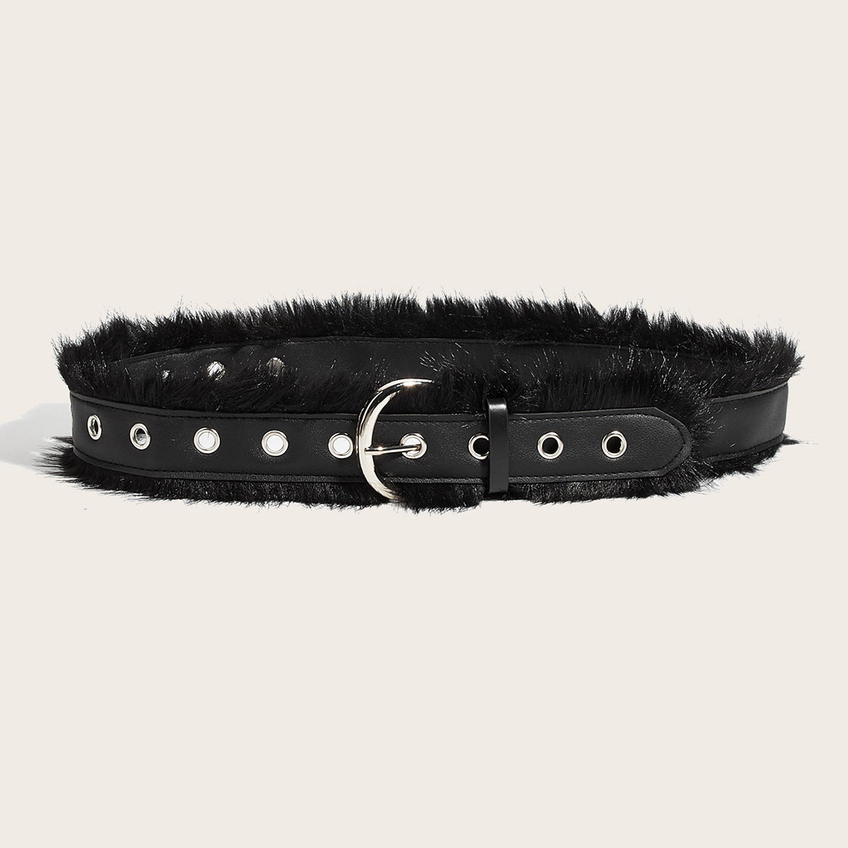 Intertek Babes Wide Faux Fur Fluffy Waist Seal Belt