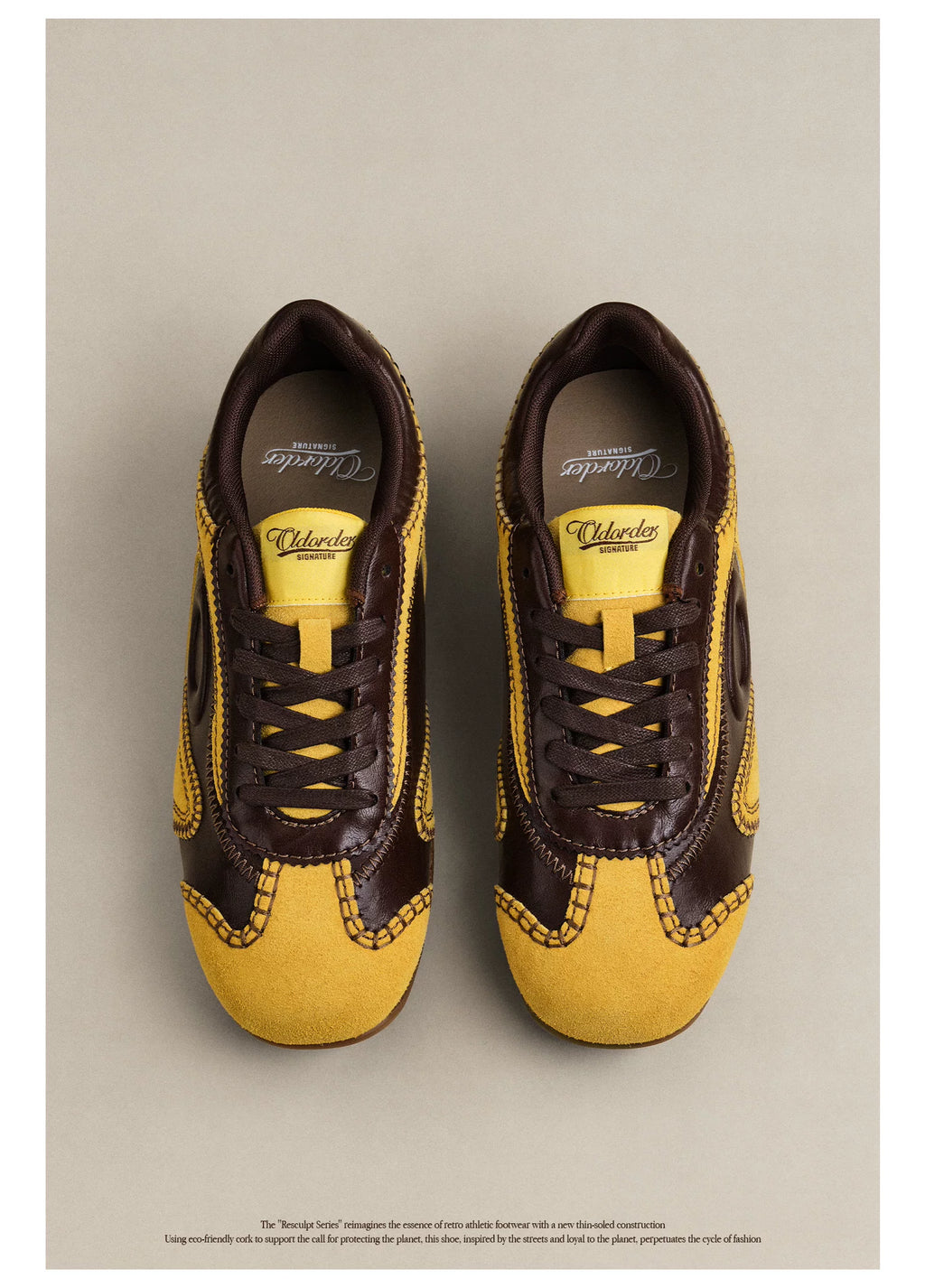 OLD ORDER Leather Retro Thin-Sole Sneaker