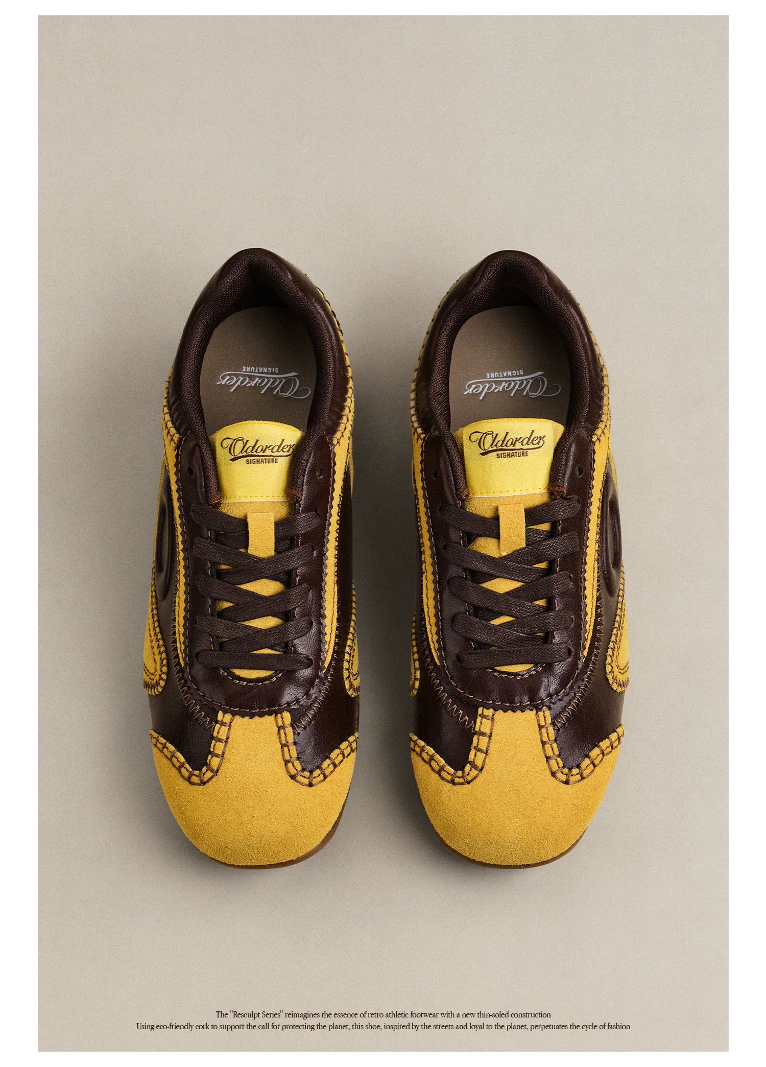 OLD ORDER Leather Retro Thin-Sole Sneaker