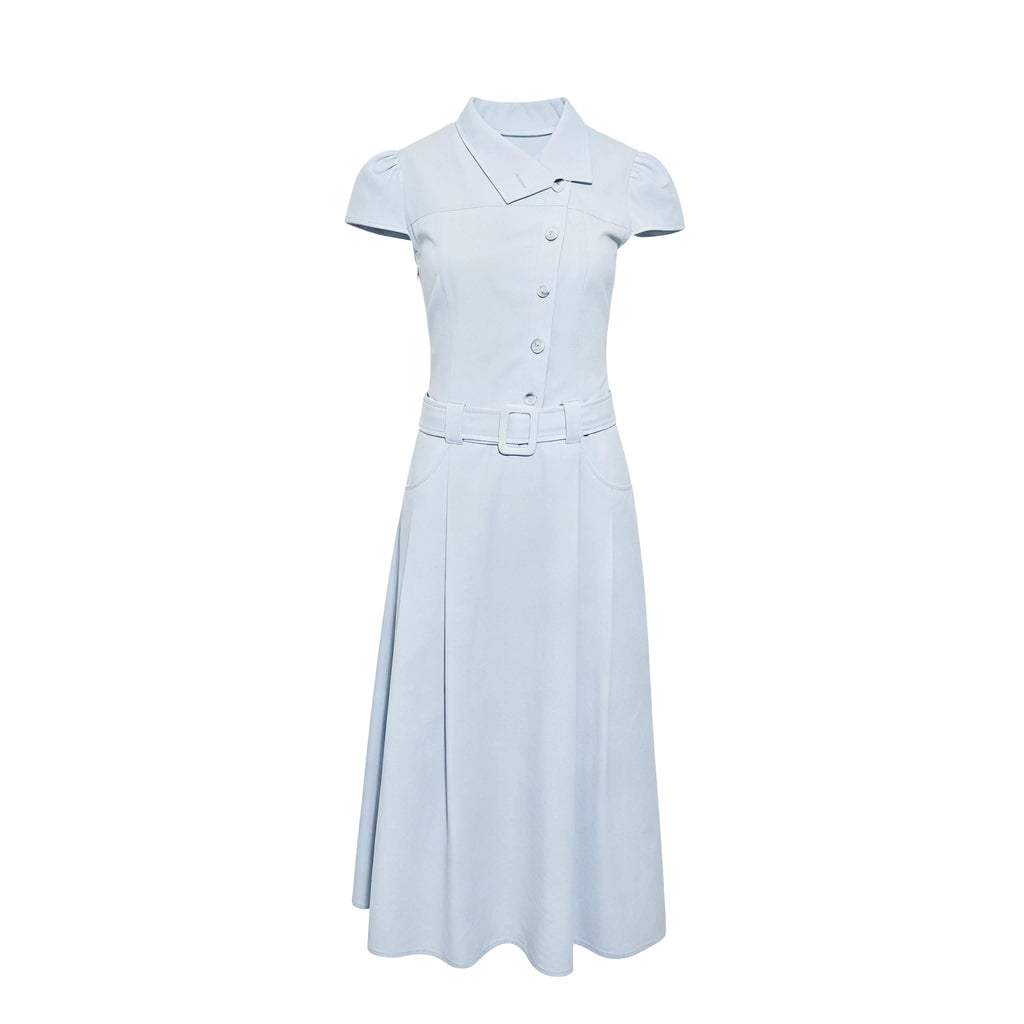 Wildberry Blue Vintage A-Line High-Waist Dress