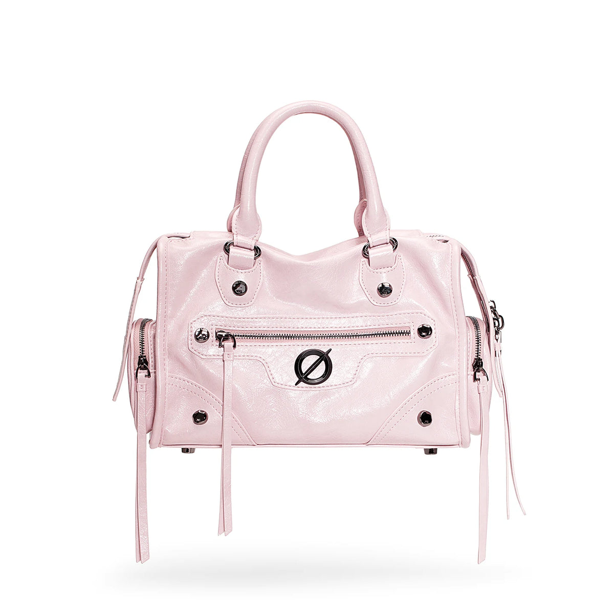 JELLY TOYBOY Biker Chic Pink Faux Leather Zip-Top Crossbody Bag