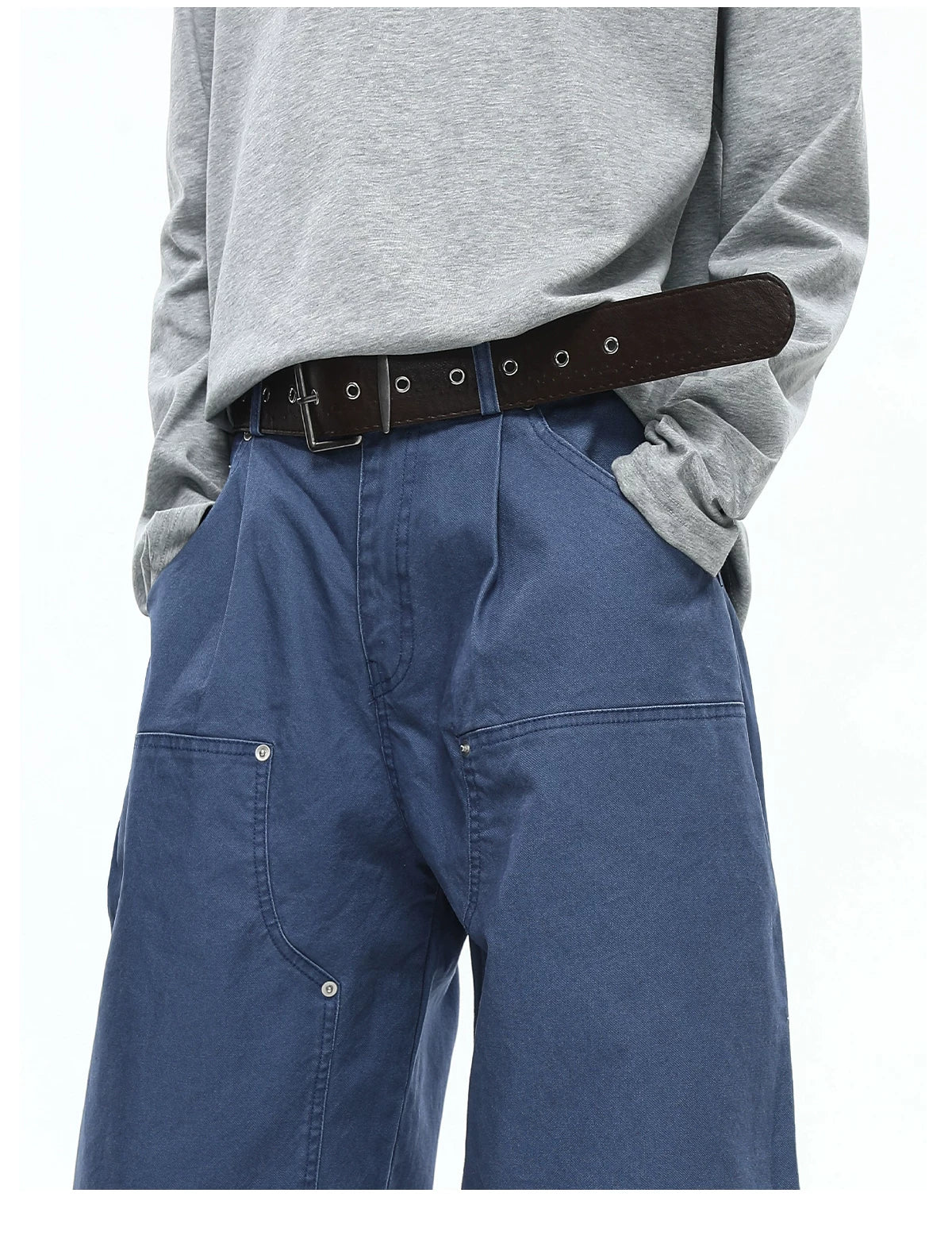 TRUQUEST Vintage Wide Leg Loose Straight Overalls