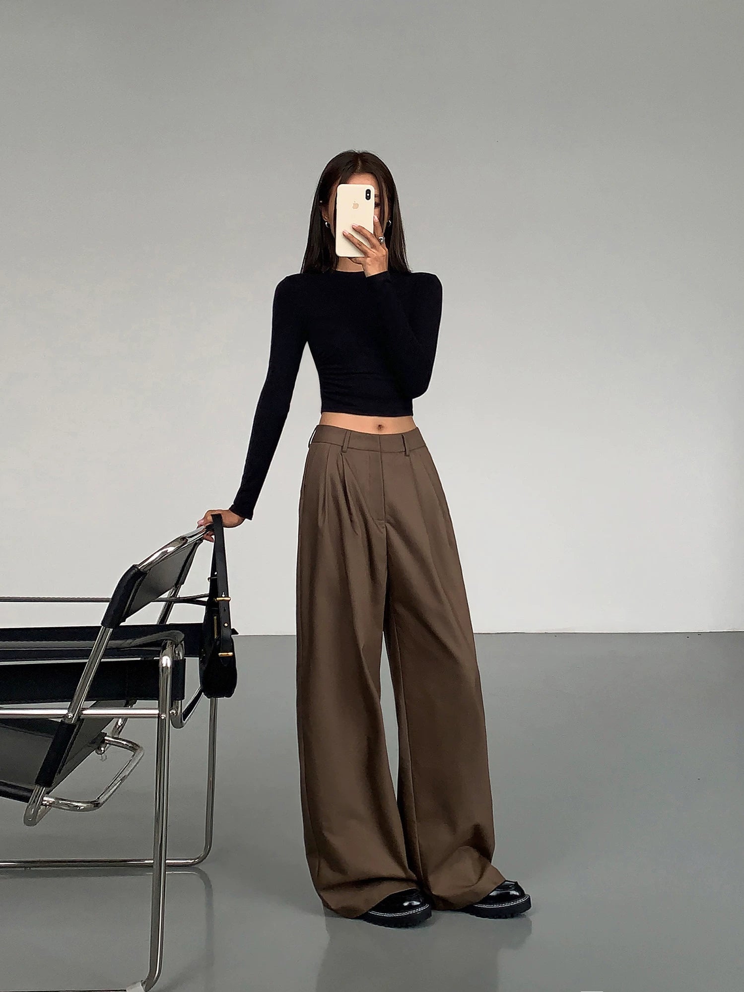 Ousph High Waist Loose Versatile Mopping Casual Pants