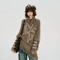 Girlyhalo Vintage Striped Fringed Long Sleeve Sweater