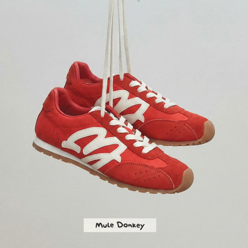 Mule Donkey Leopard Print Suede Lace-Up Retro Sneaker