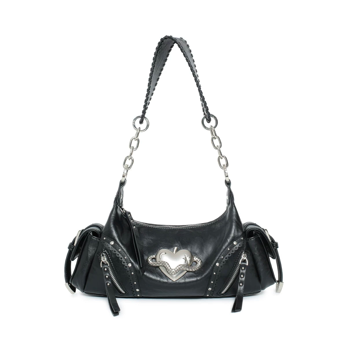 VFVF White Faux Leather Zip Crossbody Bag