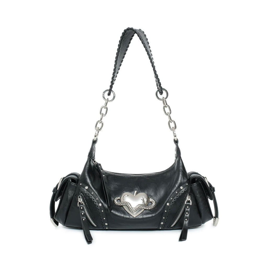 VFVF Brown Faux Leather Zip-Top Hobo Bag