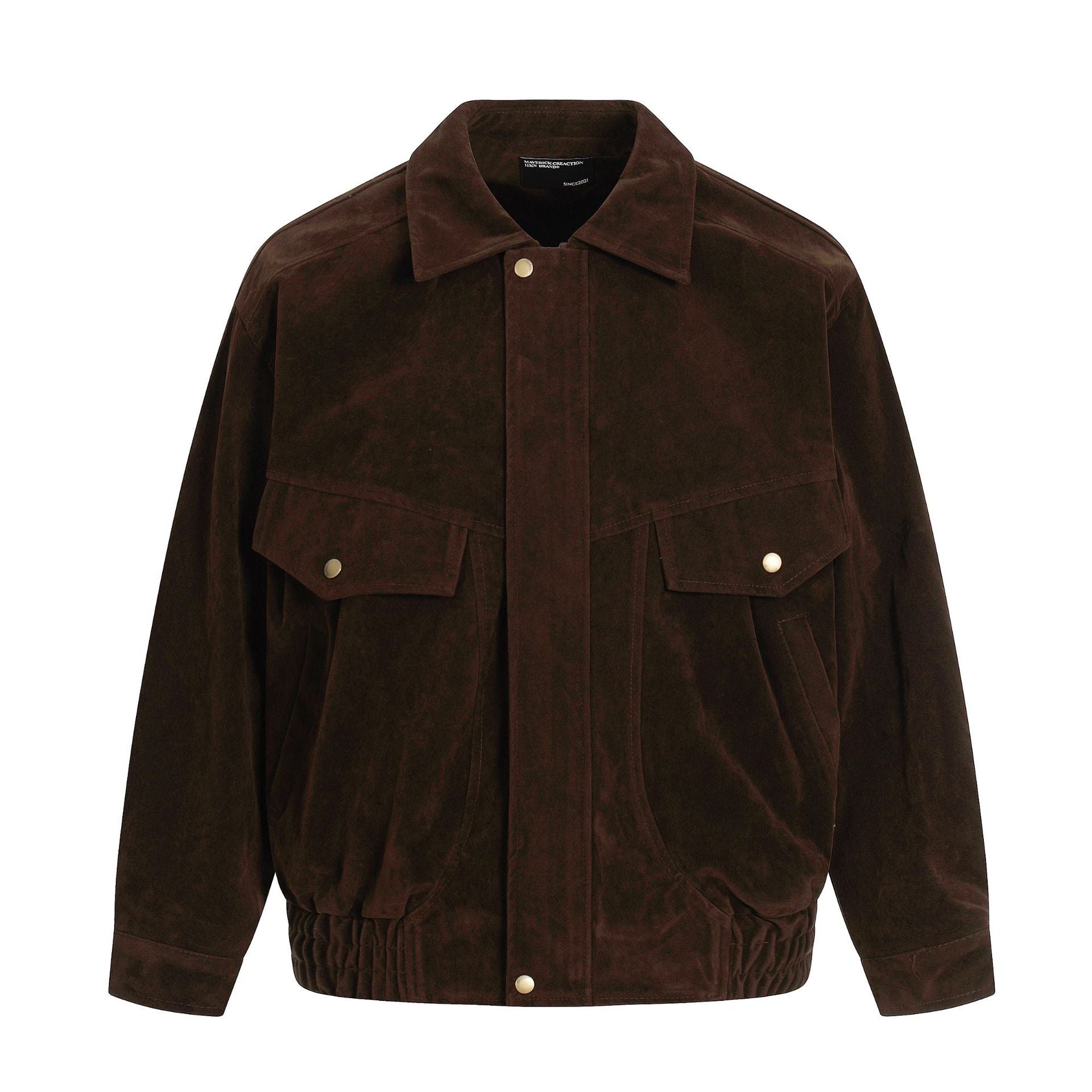 11KN Maillard Loose Faux Suede Lapel Jacket