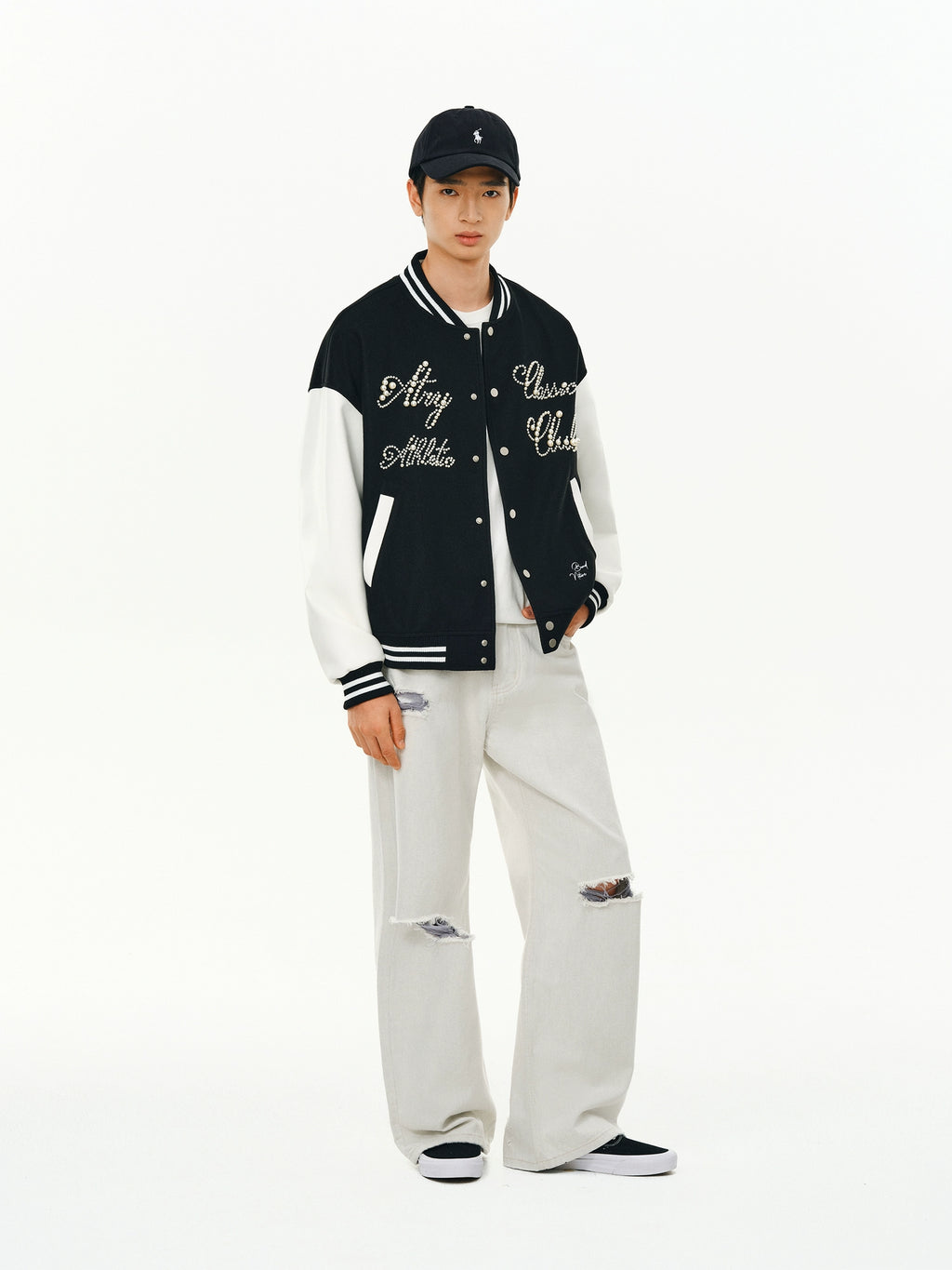 ATRY Letter Beaded Vintage Contrasting Jacket