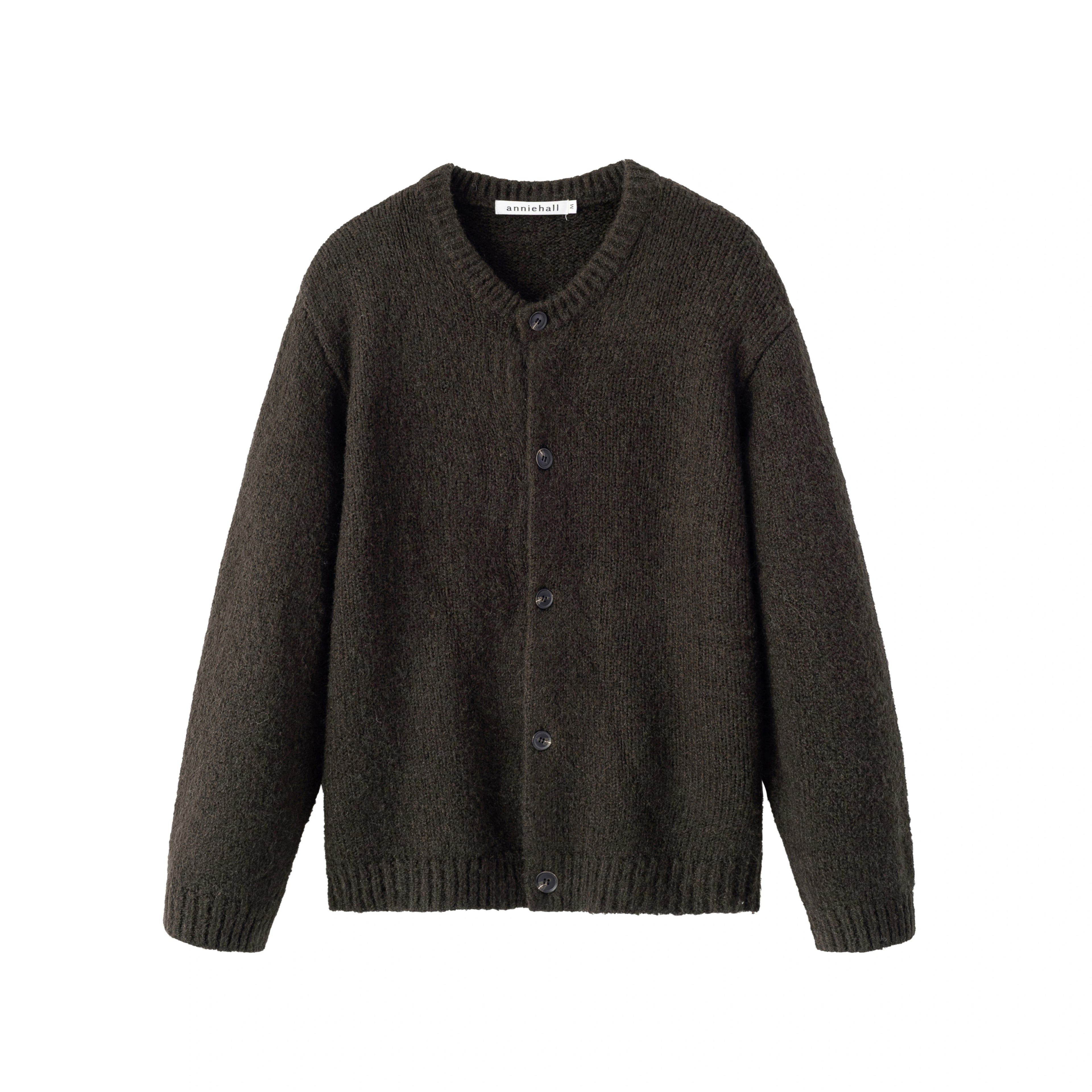 Anniehall Temperament Retro Wool Crew Neck Cardigan Sweater