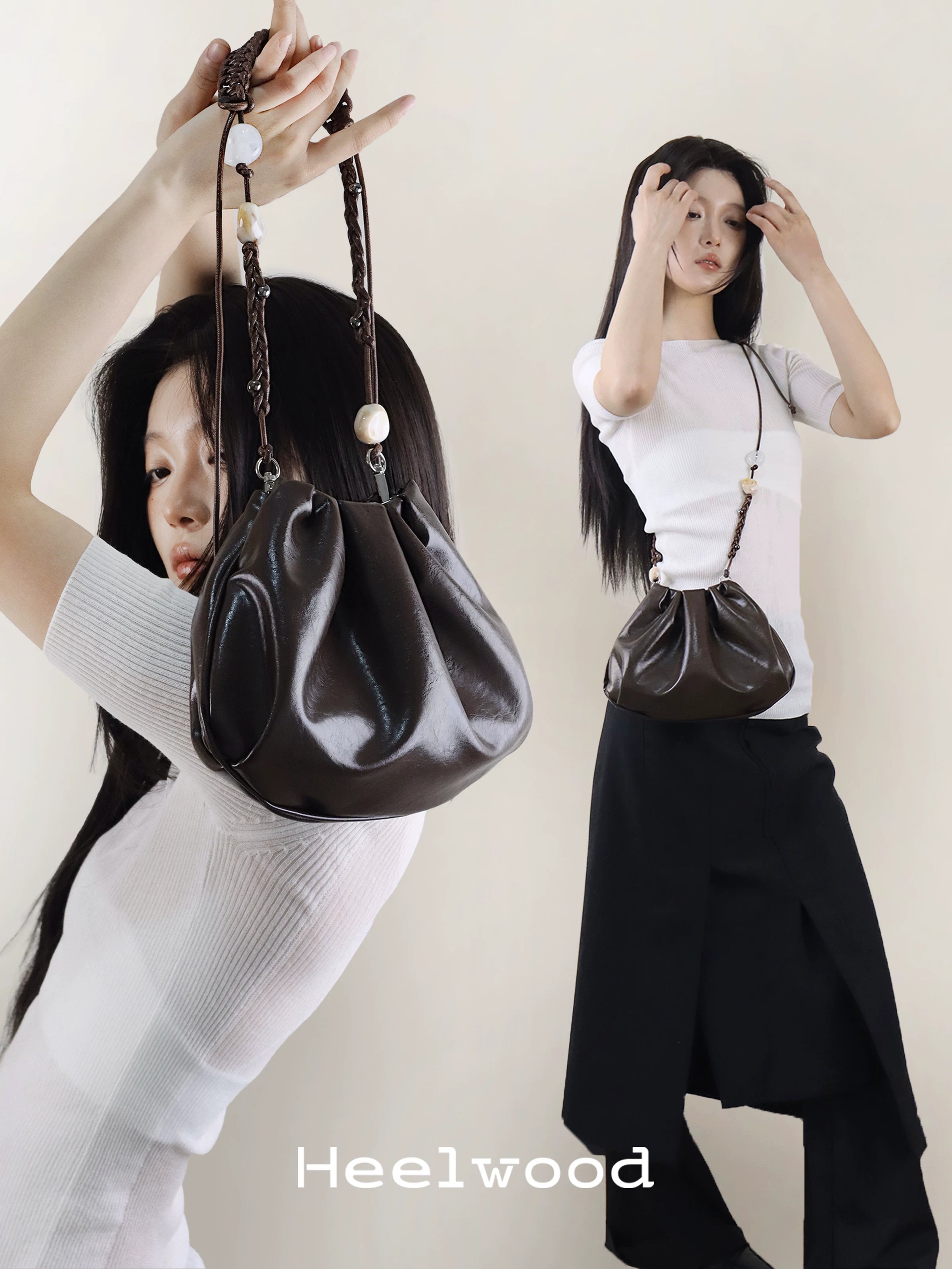 Heelwood Beaded Pleated Messenger Bag