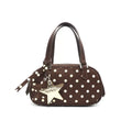 VFVF Brown Polka Dot Faux Leather Zip-Top Boston Bag