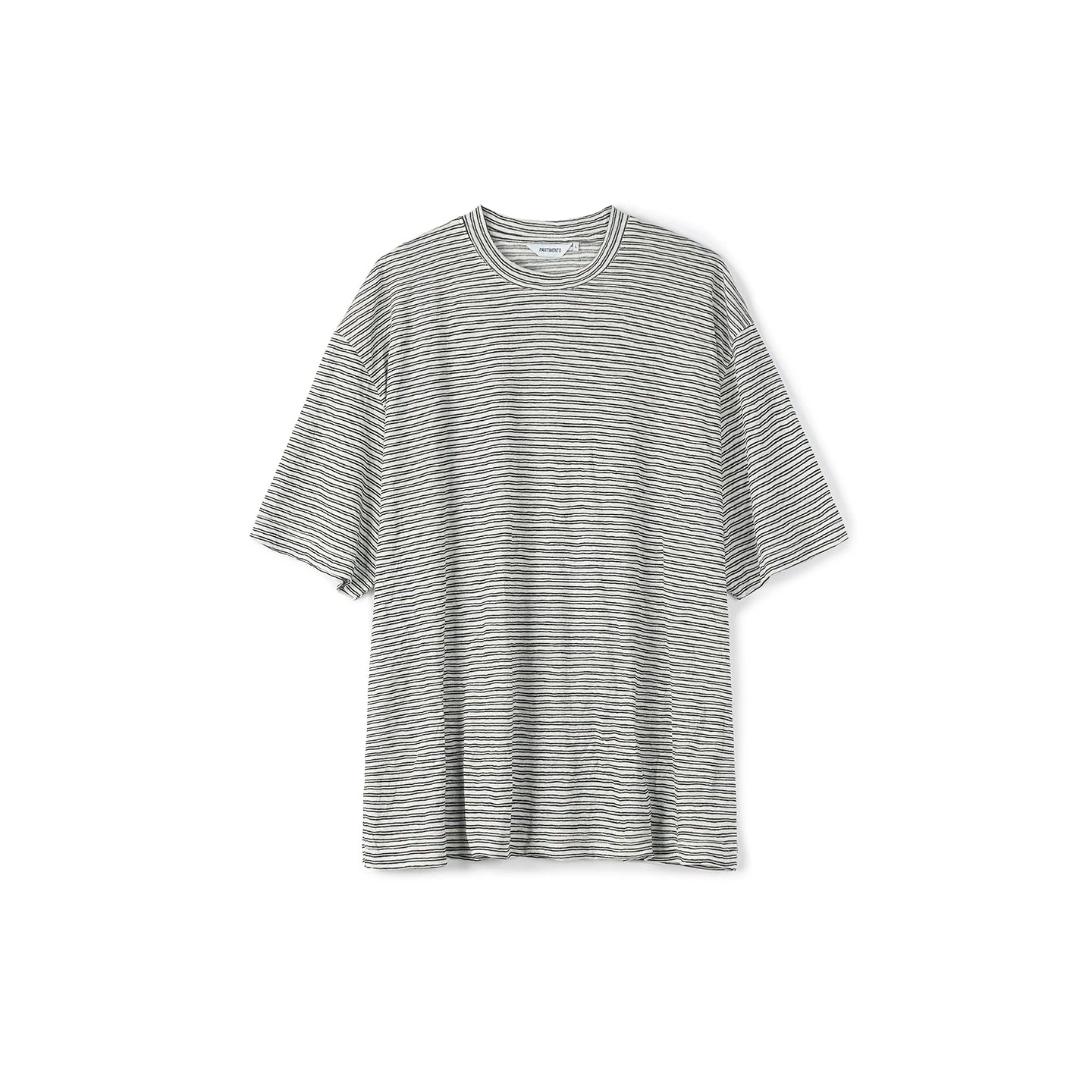 PARTIMENTO Fine Stripe Linen Breathable Oversized Tee
