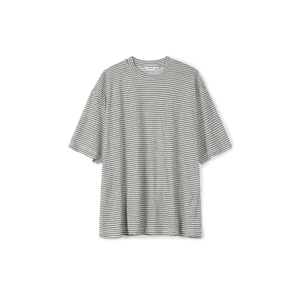 PARTIMENTO Fine Stripe Linen Breathable Oversized Tee