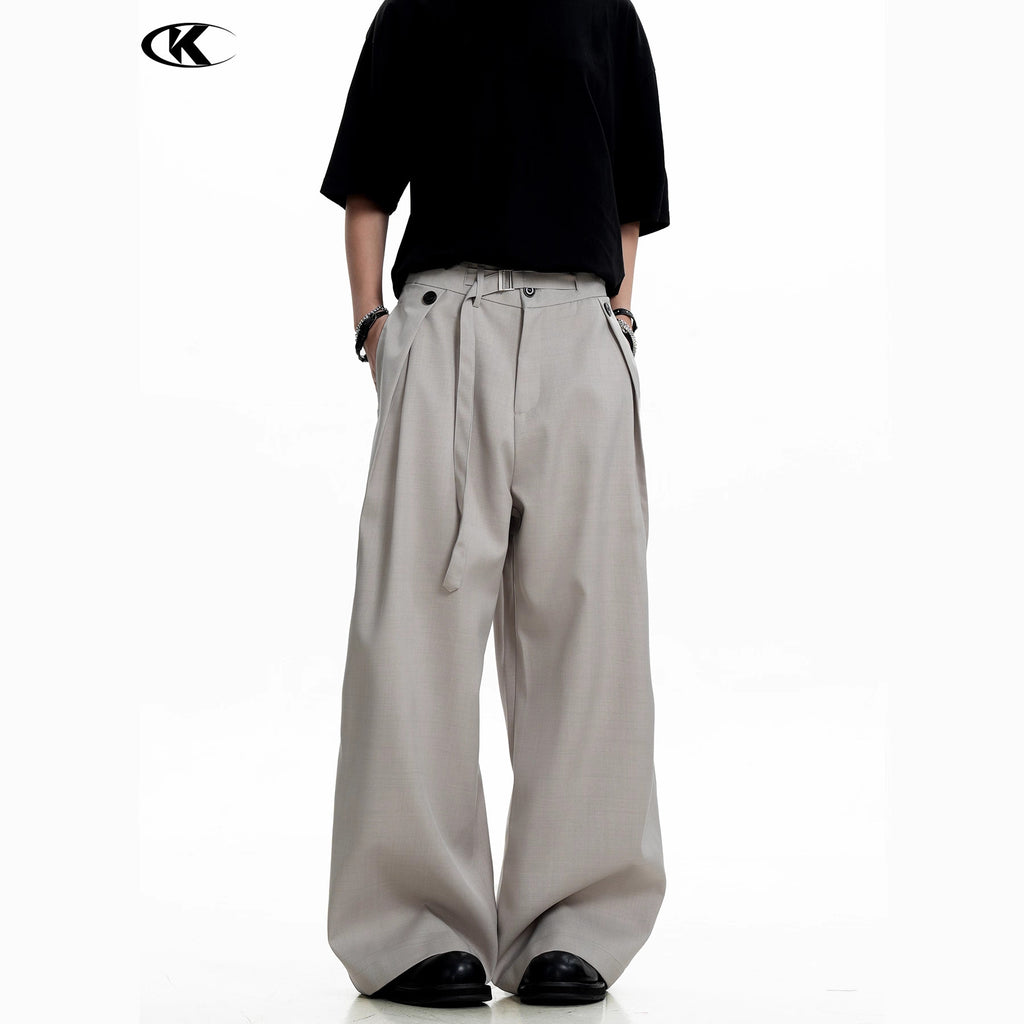 11KN Double Pleat High-Waist Wide-Leg Trousers