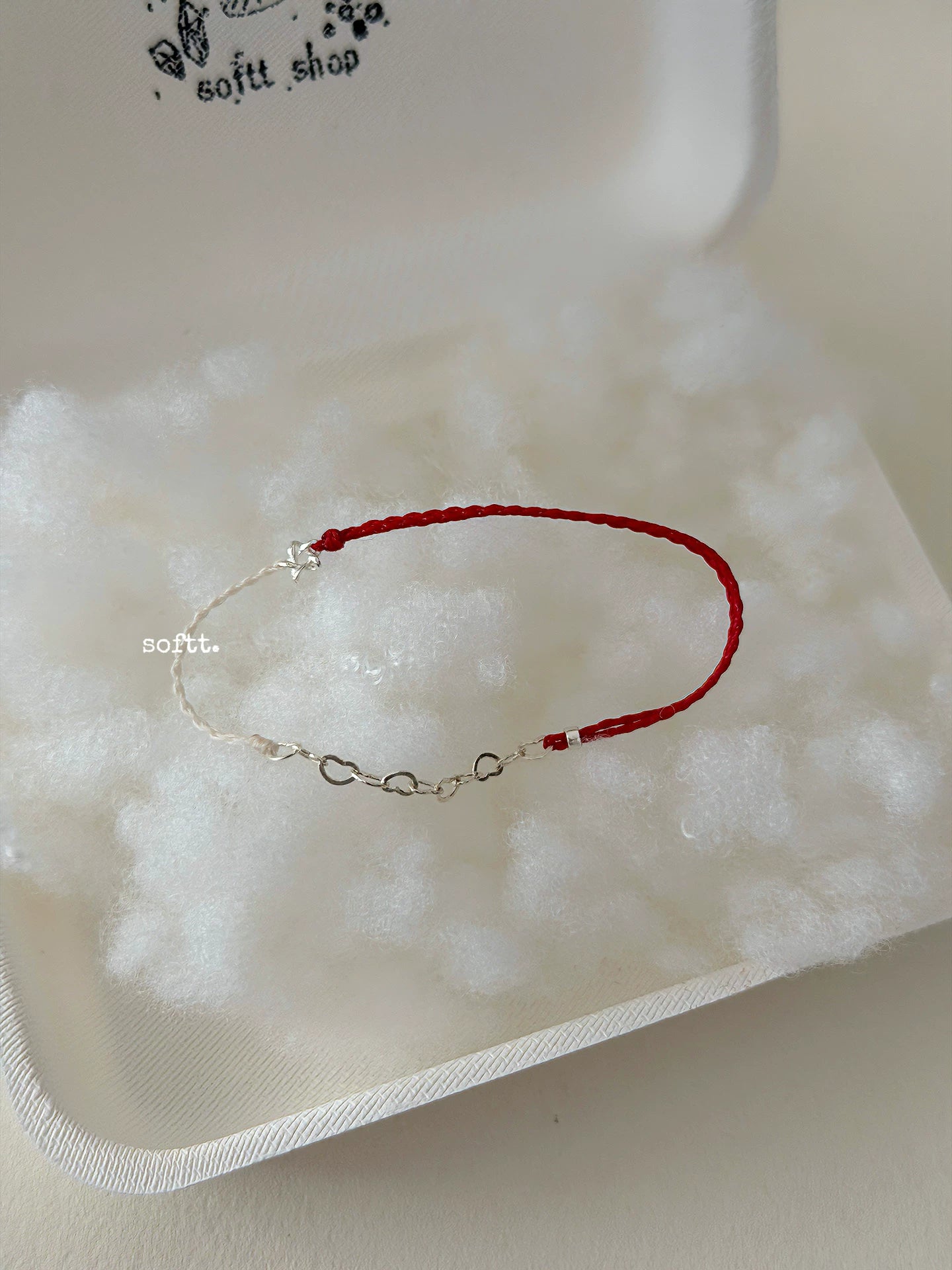 softt Sterling Silver Braided Star Heart Bracelet