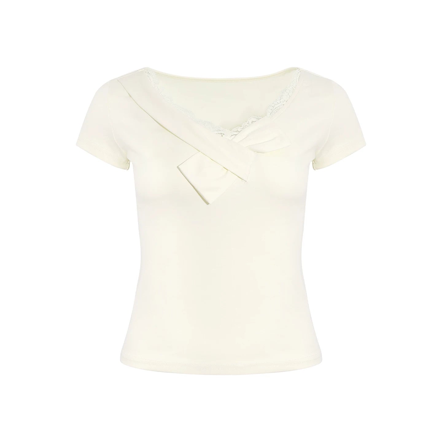 Wildberry V-Neck Lace Trim Slim Fit Tee