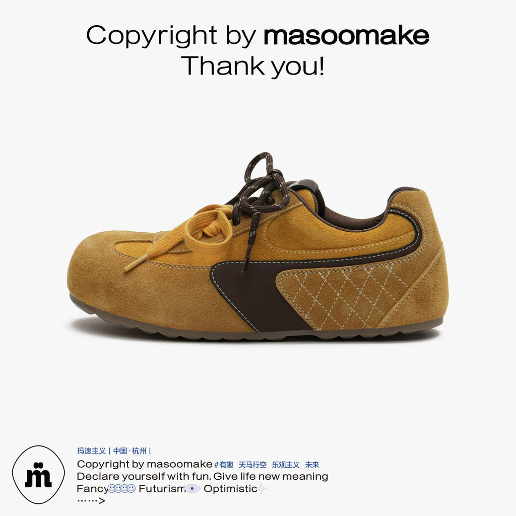 MASOOMAKE Suede Lace-Up Round-Toe Training Sneaker