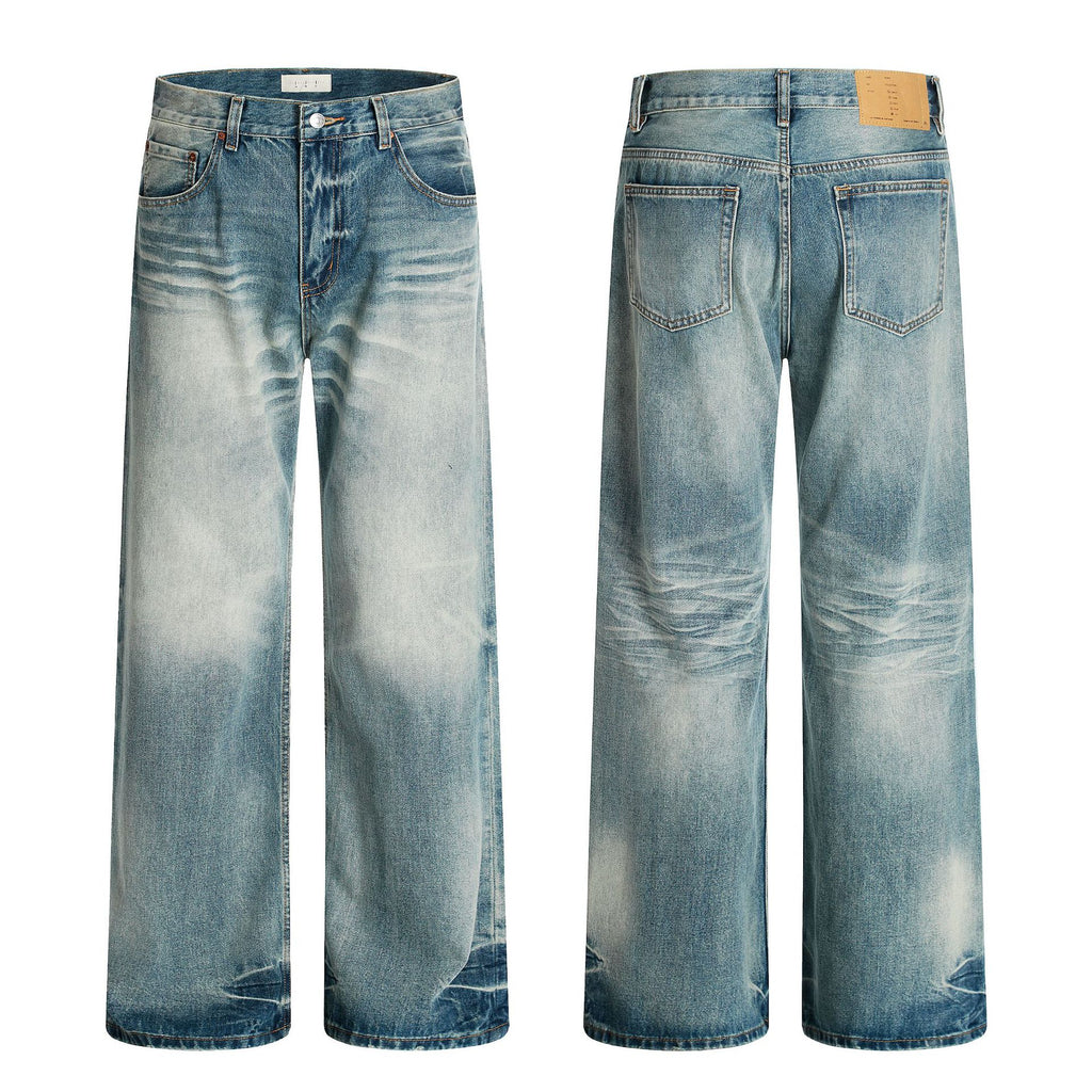 11KN Retro Old Gradual Change Loose Wide Leg Pants