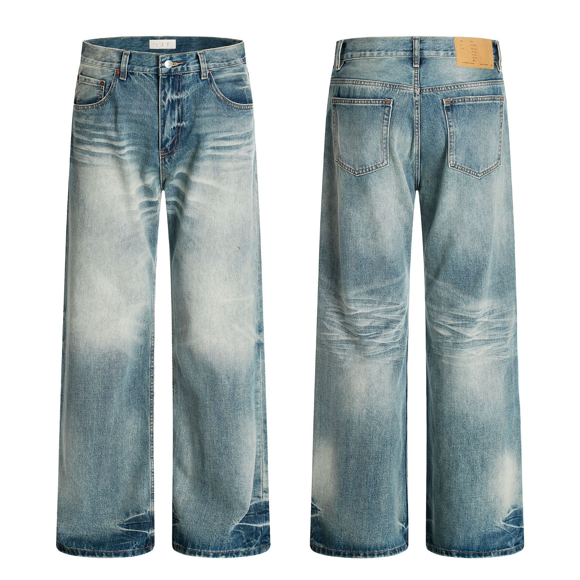 11KN Retro Old Gradual Change Loose Wide Leg Pants