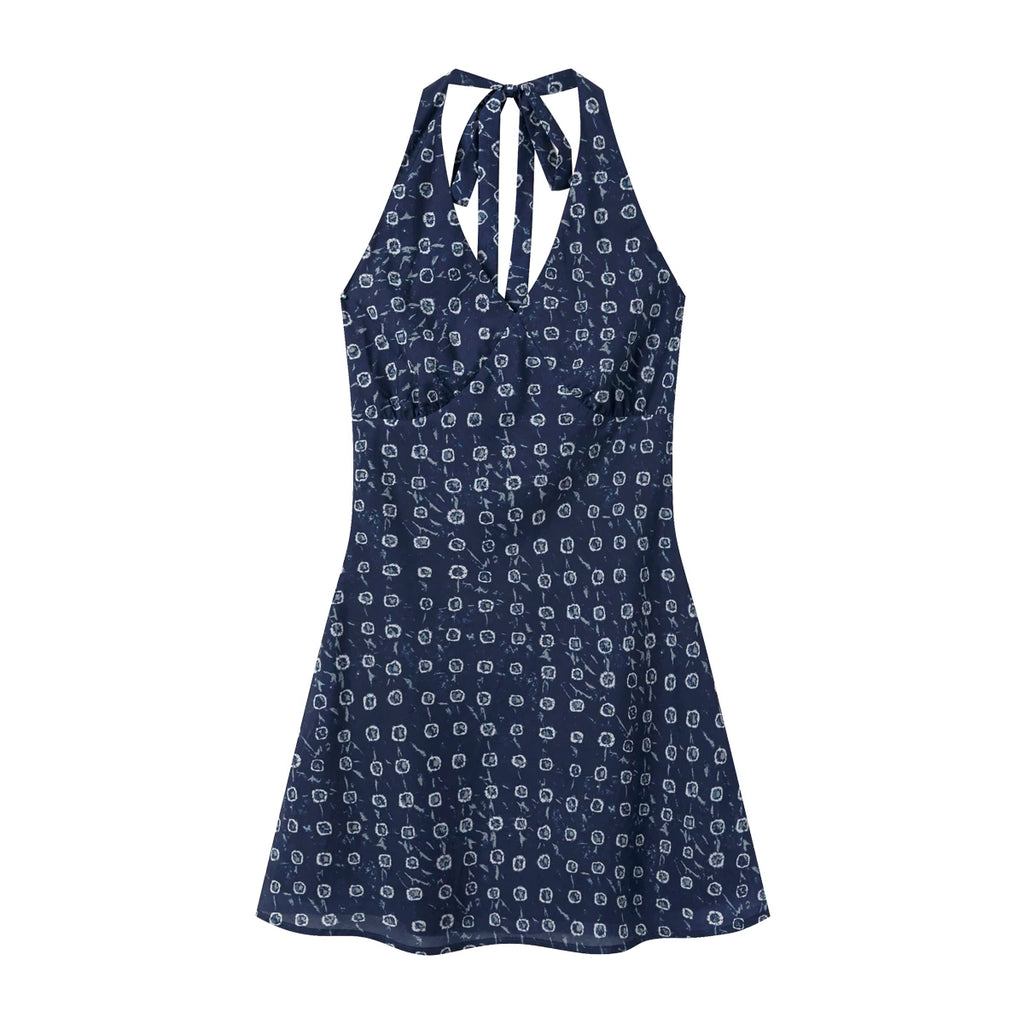 Cantonstory Neck and Waist Floral Dress