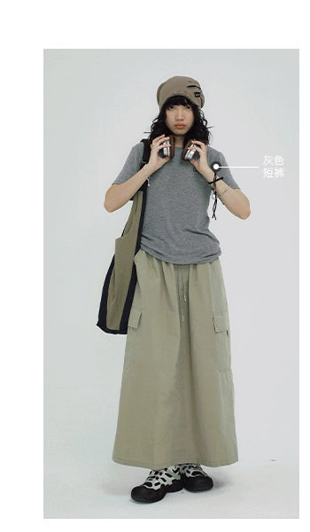 STILLYOU Vintage Versatile Tooling Double Pocket Skirt